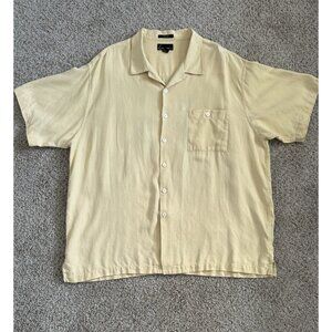 Luau Shirt Silk Mens Size 2XL Tan Embroidered “Polly Wants To Lei Low” Parrot